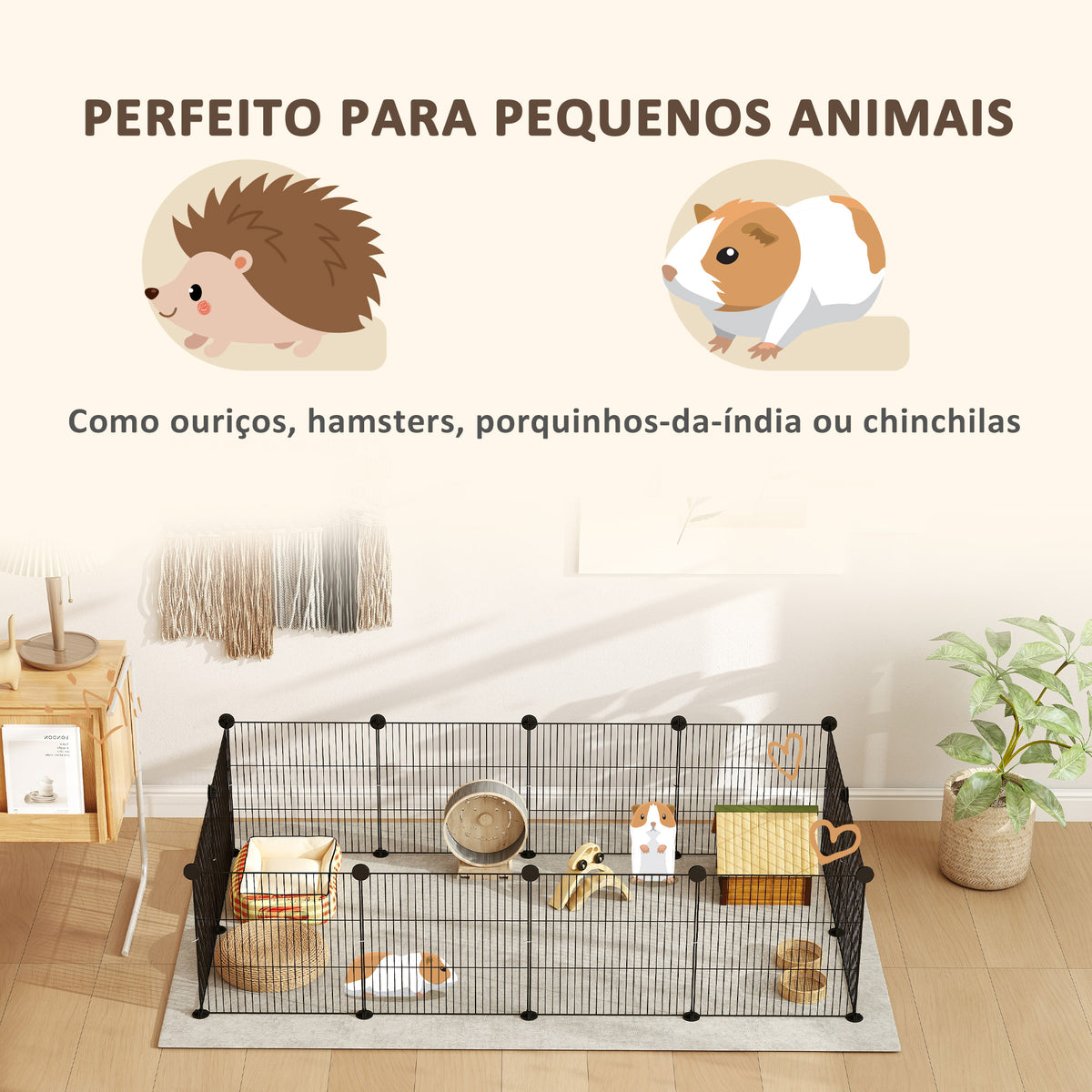 Recinto de Metal para Animais de Estimação Recinto Metálico com 12 Painéis para Pequenos Animais Desmontável DIY 140x70x35 cm Preto — foto 5