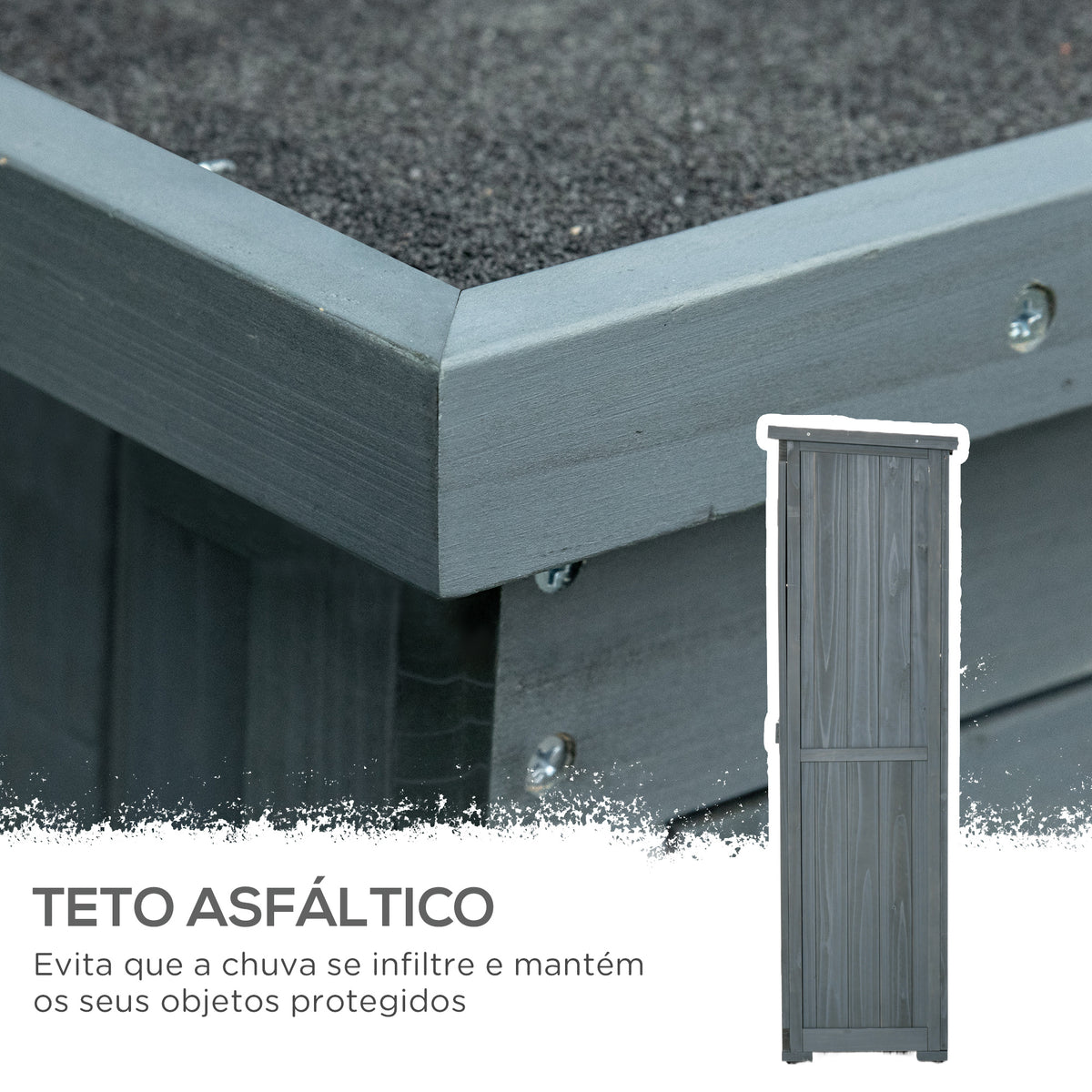 Armário de Madeira 0,31 m² 87x46,5x160 cm Armário Exterior de Madeira com 2 Portas e 2 Prateleiras Interior Madeira — foto 5