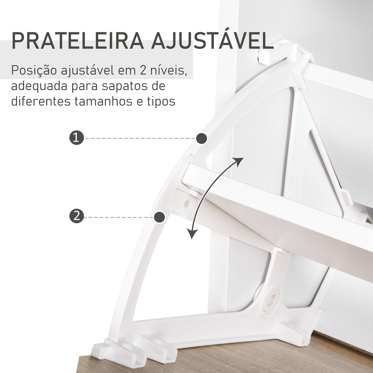 Móvel Sapateira de 2 Portas Sapateira Estreita para 12 Pares de Sapatos com Gaveta Prateleira Aberta e Bancada de Vidro para Corredor Entrada Carga Máx. 50kg 60x24x105,5cm Branco — foto 5