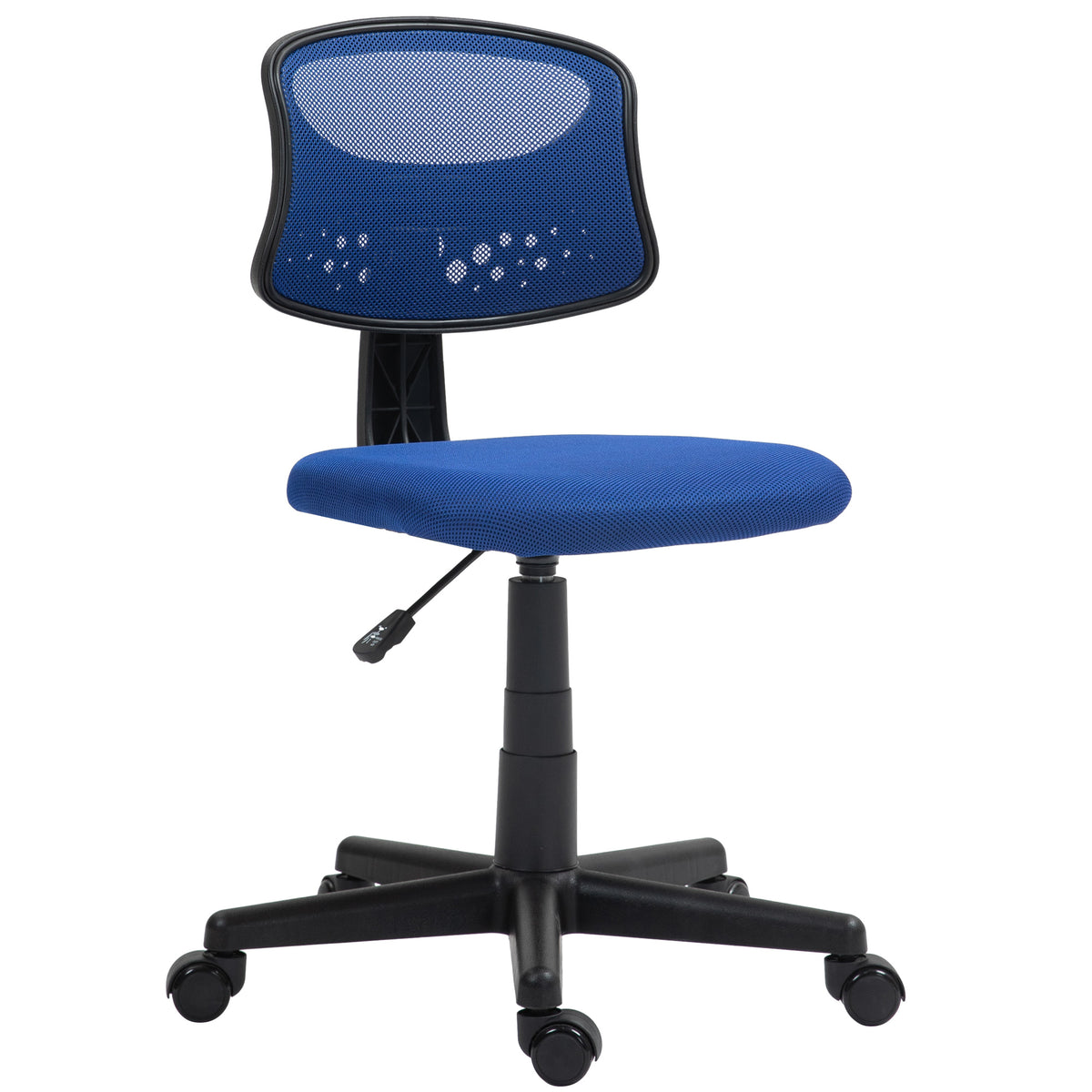 Cadeira de Escritório sem Apoio para os Braços Cadeira de Escritório Giratória com Encosto de Malha Respirável Altura Ajustável Carga 120 kg 43x48x78-88 cm Azul — foto 1