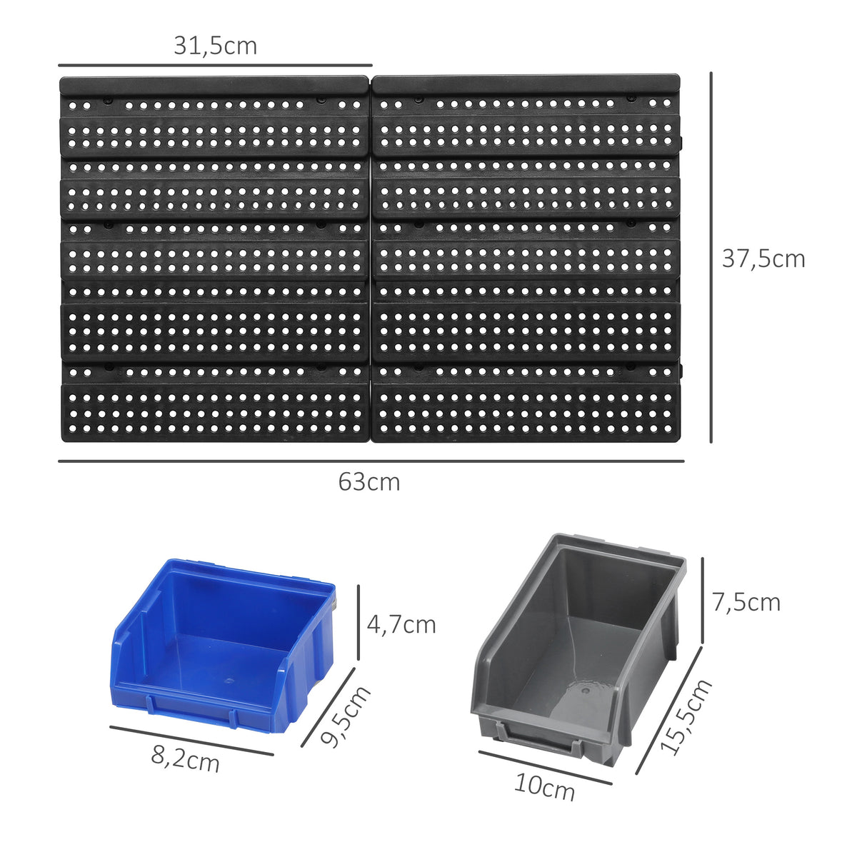 Organizador de Ferragens para Parede Armário Organizador de Ferragens com 30 Caixas de 2 Tamanhos Diferentes 63x18x37,5 cm Azul e Cinza — foto 3