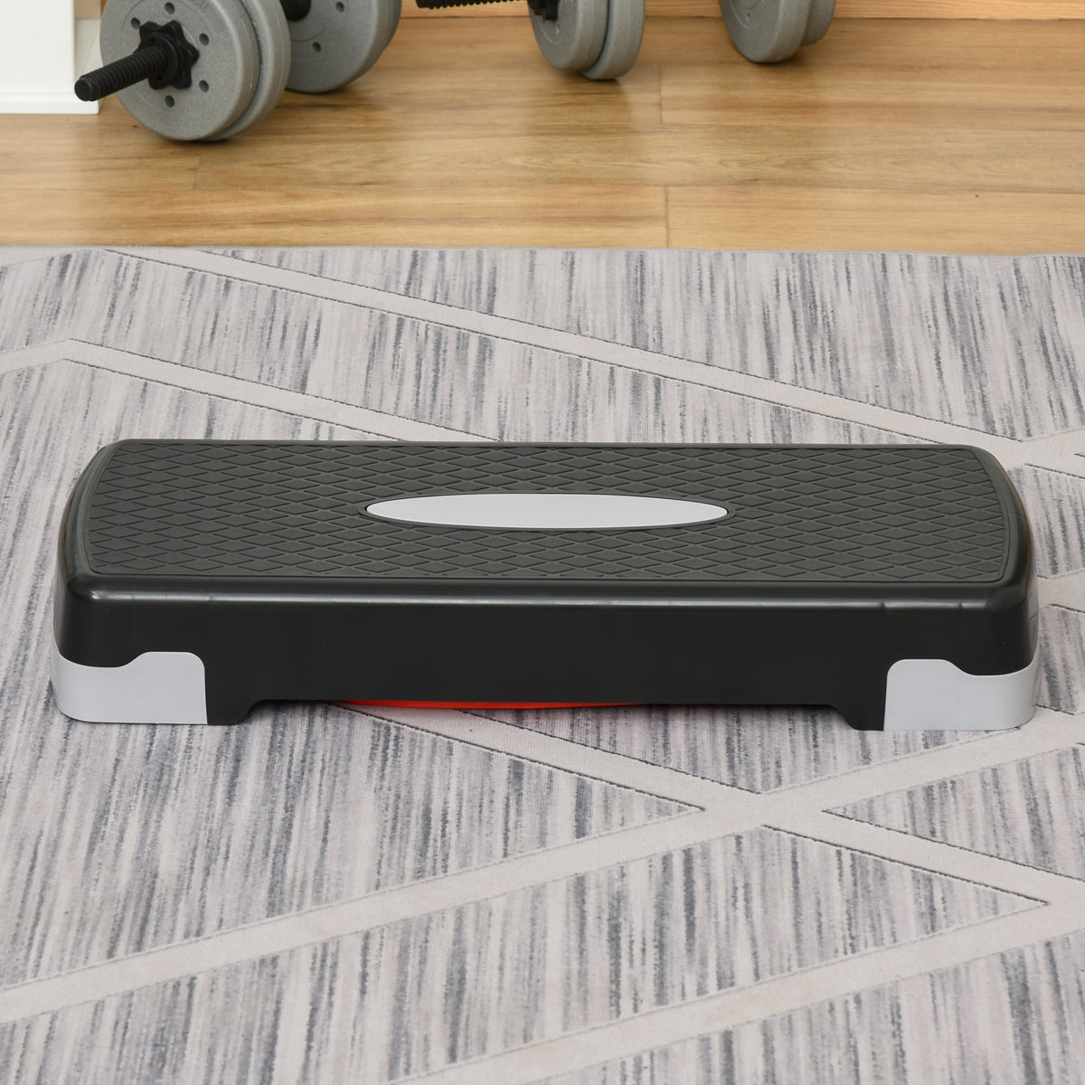 Step para Exercício Aeróbico Plataforma Step com Altura Ajustável em 2 Níveis com Carga Máxima 150kg para Exercício em Academia Casa 68x29x10-15cm Preto e Vermelho — foto 2
