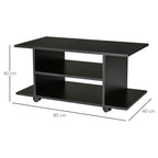 Móvel para TV para Televisores de até 42 Polegadas Móvel de TV com Prateleiras e Rodas com Travão 80x40x40cm Preto — foto 3