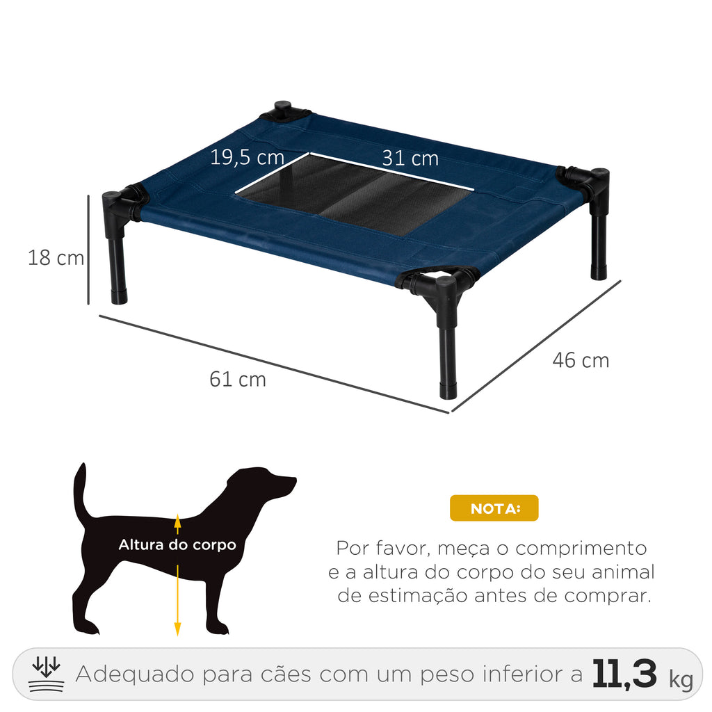 Cama para Animais de Estimação Cama Elevada para Cães Gatos Portátil Tecido Transpirável para Exterior Interior 64x46x18cm Azul — foto 3