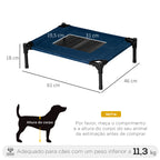 Cama para Animais de Estimação Cama Elevada para Cães Gatos Portátil Tecido Transpirável para Exterior Interior 64x46x18cm Azul — foto 3