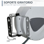 Carretel de Mangueira de Ar Comprimido Automático de 15m Conector de 1/4'' BSP com Suporte para Parede Giratório 180° Diámetro Interno 3/8'' (9,5x15 mm) Cinza — foto 5