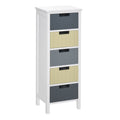 Cómoda de Madeira com 5 Gavetas Cómoda Auxiliar de Armazenamento com Pés Elevados Estilo Moderno para Dormitório Sala de Estar Casa de Banho 35x28x90,5cm Multicor — foto 1