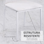 Conjunto de 4 Cadeiras de Sala de Jantar Estofadas com Pés de Metal Cadeiras Modernas para Cozinha Carga Máxima 41x50x91cm Branco — foto 4
