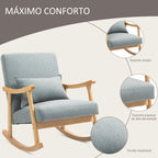 Poltrona Baloiço Moderna Poltrona de Amamentação com Almofada Lombar Encosto Amplo e Base de Madeira Carga 120 kg Poltrona Baloiço para Sala de Estar Dormitório 65x87x84 cm Cinza Claro — foto 5