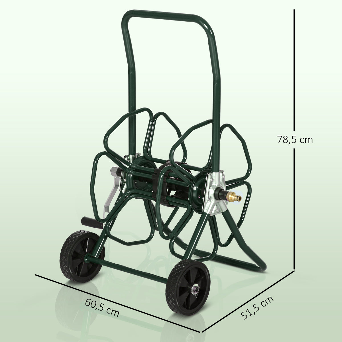 Enrolador de Mangueira com Rodas 30 m (Ø16 Mm) Carrinho em Metal Verde Escuro — foto 2