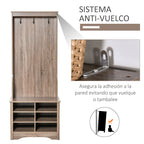 Móvel Cabide de Entrada com 3 Ganchos e 6 Compartimentos para Sapatos Armário de Entrada com Cabides 68,5x39,5x173cm Madeira — foto 5