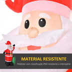 Pai Natal Insuflável com Saco de Presentes 3 Luzes LED IP44 e Inflador Elétrico Decoração de Natal para Interiores e Exteriores 148x85x240cm Vermelho e Verde — foto 7