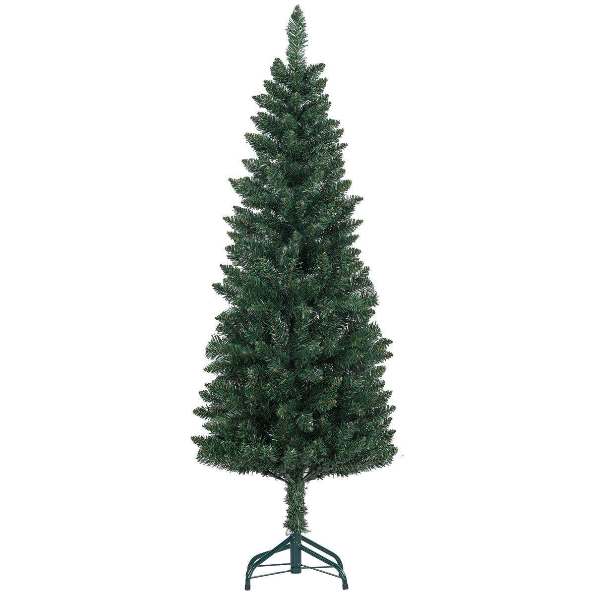 Árvore de Natal Estreita Árvore de Natal Tipo Lápis de 150 cm com Base Dobrável e 317 Ramos para Escritório Verde — foto 1