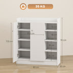 Sapateira Armário Multiuso com 2 Portas Prateleiras Interiores e 4 Prateleiras Exteriores com Altura Ajustável 83x30x90 cm Branco — foto 3