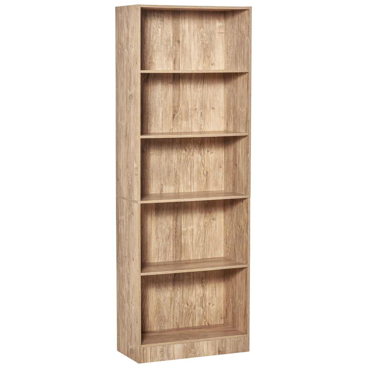 Estante para Livros de 5 Níveis com Prateleira Ajustável e Desenho Anti-Tombo Estante de Armazenamento para Sala de Estar Estúdio Escritório 63x29,5x176 cm Madeira — foto 1