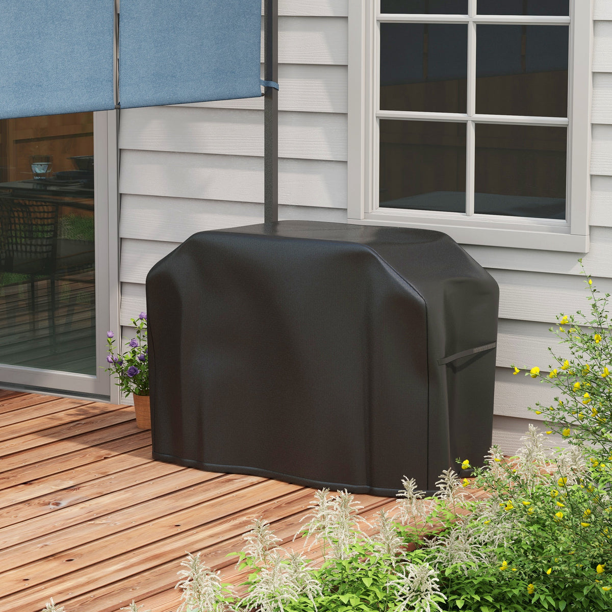 Capa para Churrasqueira Retangular em Tecido Oxford 420D Anti-UV Impermeável Antipó com Cordão 124x61x91 cm Preto — foto 2