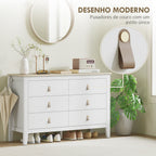 Cómoda de 6 Gavetas Cómoda para Dormitório com Puxadores de PU Cómoda para Sala de Estar Corredor 120x40x78 cm Branco — foto 5
