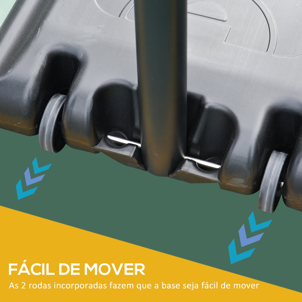 Cesta de Basquetebol de Exterior com Altura Ajustável 220-365 cm Aro de Basquetebol com Suporte Cesta de Basquetebol com Rodas Base Recarregável Preto — foto 5