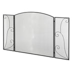 Frente para Lareira de 3 Painéis Frente para Lareira Dobrável com Dobradiças Estrutura Metálica Malha Decorativa 132,5x76,5cm Preto — foto 1