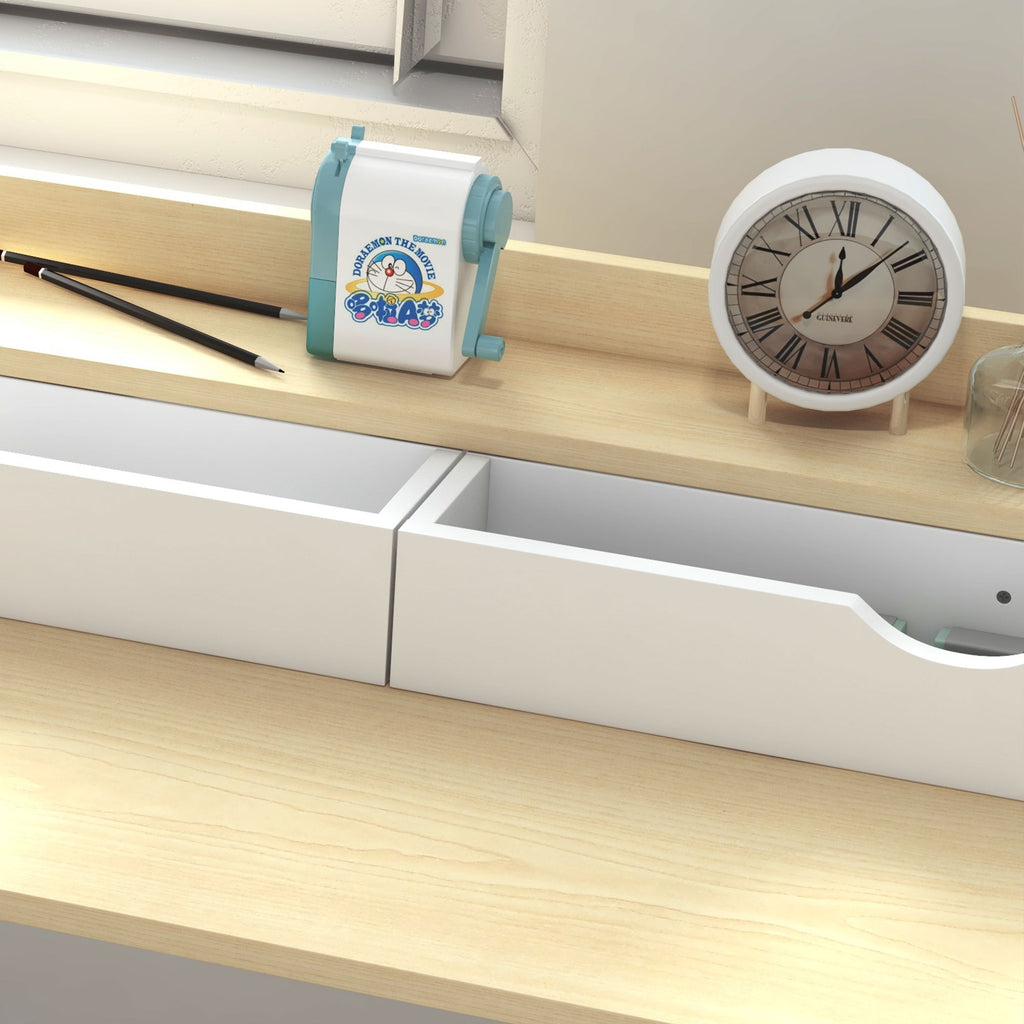 Secretária Moderna Mesa para Escritório Mesa de Computador com Estante de Armazenamento e 2 Gavetas Removíveis 106x50x89 cm Branco — foto 7
