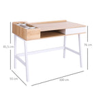 Secretária para Computador com Gaveta Prateleira Compartimentos Arrumação 100x55x81,5 cm Madeira e Metal — foto 3