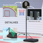 Tabela de Basquetebol para Exterior com Alvo de Dardos Tabela de Basquetebol Portátil com Ajustável 210-247 cm Rodas Base Rellenável para Adolescentes e Adultos Preto — foto 8