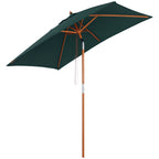 Chapéu de Sol de Jardim 200x150x230cm Chapéu de Sol Retangular Inclinável com Polia Duplo Teto e Mastro Desmontável de Madeira para Terraço Pátio Verde — foto 1