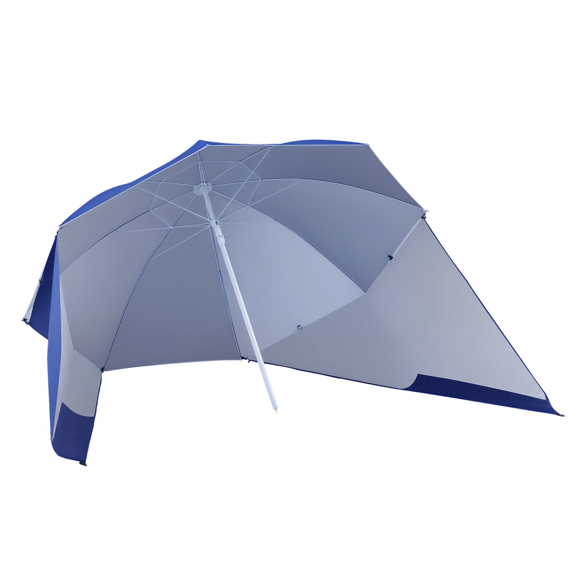 Chapéu de Sol de Praia com Painéis Laterais Tipo Tenda Chapéu de Sol para Praia com Proteção UV Φ210x222cm Azul — foto 1