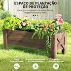 Horta Vertical Floreira de Madeira Retangular com Pés para Flores Plantas Cultivos 100x36,5x36cm Marrom — foto 4