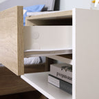 Conjunto de 2 Mesas de Cabeceira Flutuantes Mesas de Cabeceira Suspensas com 1 Gaveta e Prateleira Aberta para Dormitório 46x30x30 cm Carvalho e Branco — foto 8