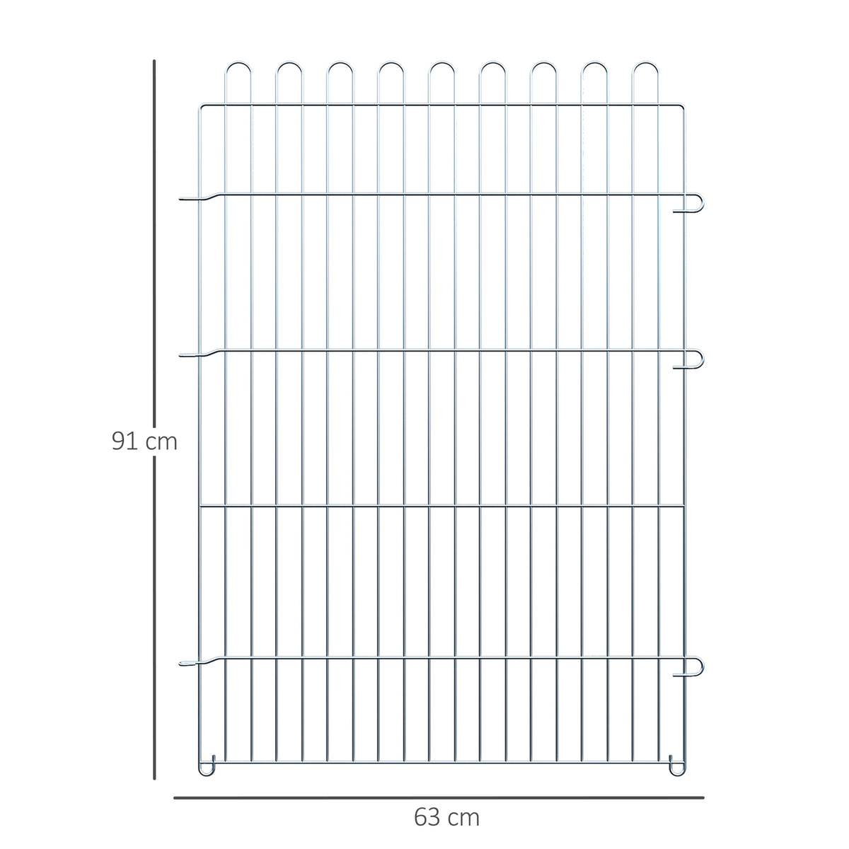 Parque para Animais de Estimação com 8 Paineis 63x91cm Cerca para Animais de Estimação com Porta com Trava para Jardim Pátio Exterior Prata — foto 3