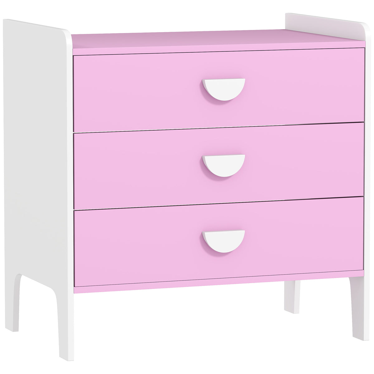 Cômoda infantil com 3 gavetas, MDF, armário de armazenamento para crianças, Rosa+Branco — foto 1