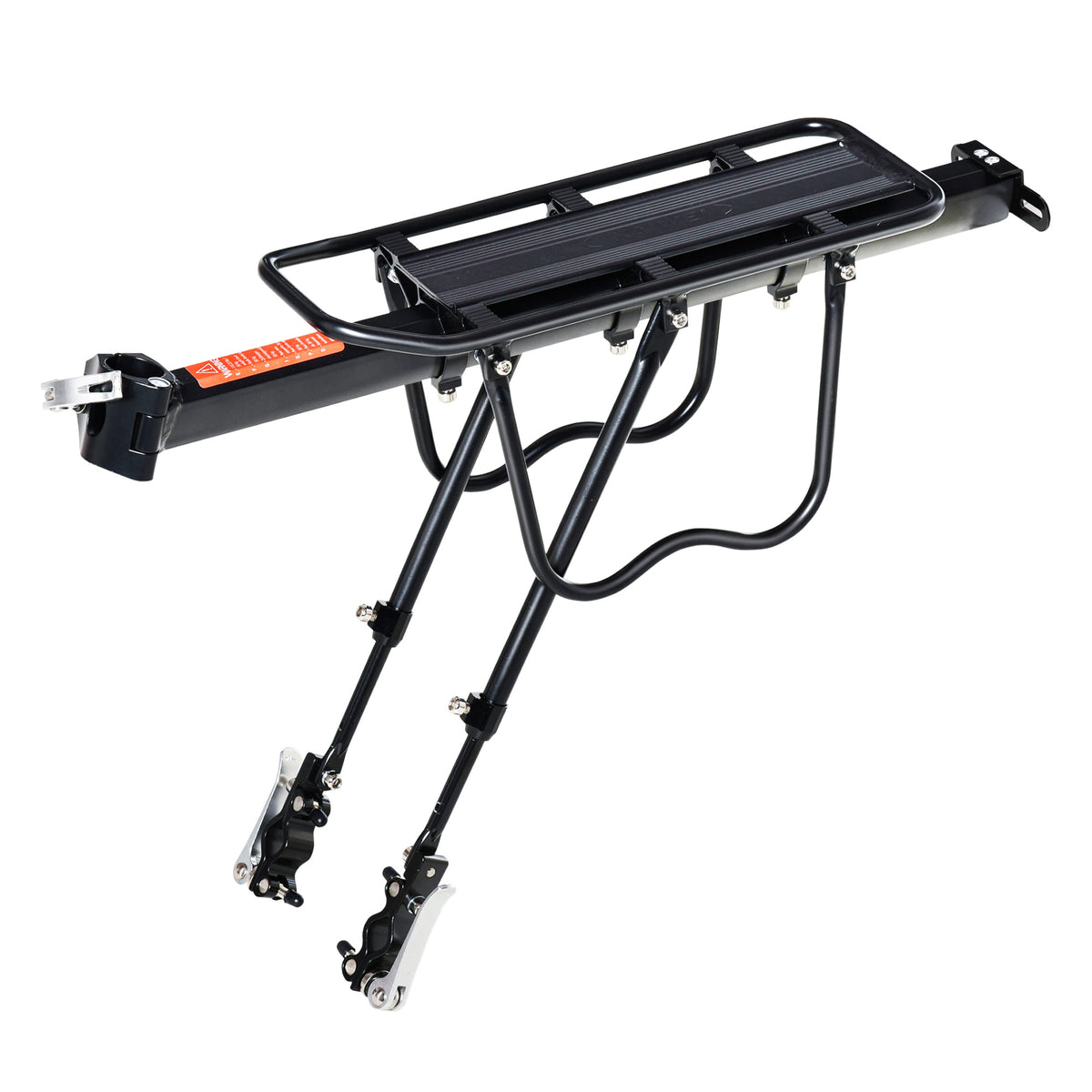 Suporte de Bagagem Traseiro para Bicicleta com Refletor Vermelho para Malas com Carga Máxima de Revestimento Inoxidável 25 kg 58x39x14,5 cm Preto — foto 1