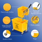 Balde de Limpeza 20L com Rodas e Espremedor Balde para Esfregona com Separador de Água 60x27x70,5 cm Amarelo — foto 7