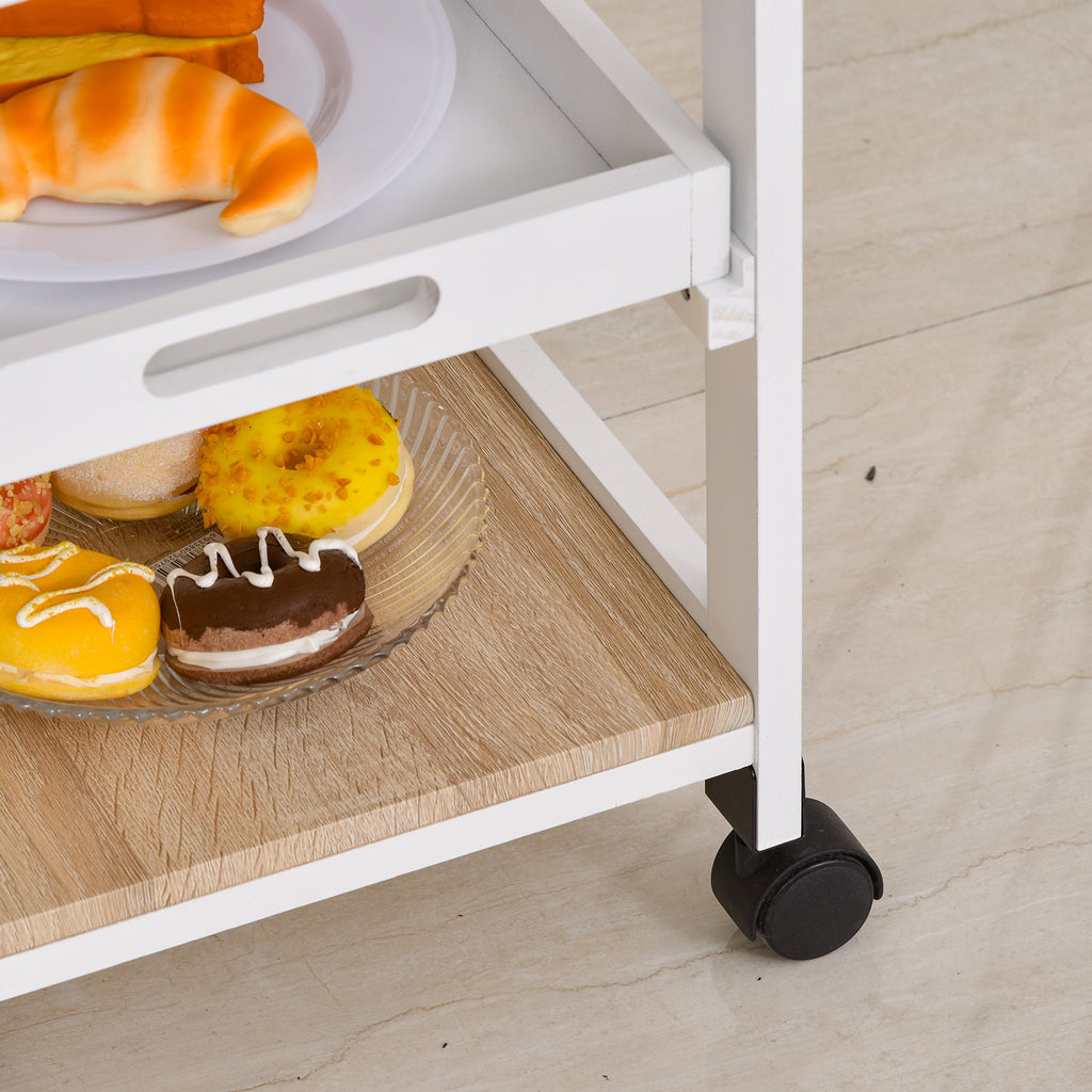 Carrinho de cozinha Carrinho de serviço de 4 níveis com rodas giratórias Gaveta Prateleiras Garrafeira Armazenamento De Cozinha Sala de estar Sala de jantar 37x37x76 cm Branco — foto 7