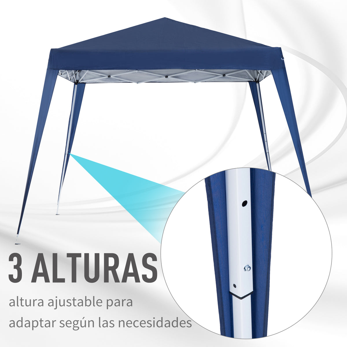 Tenda Dobrável 297x297x250 cm Tenda para Jardim Campismo Festas Eventos Aço e Oxford Azul — foto 5