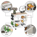 Carrinho de cozinha Carrinho de serviço multifuncional com gavetas Cestas Prateleiras de especiarias Toalheiro Rodas 92x37x82 cm Branco — foto 4