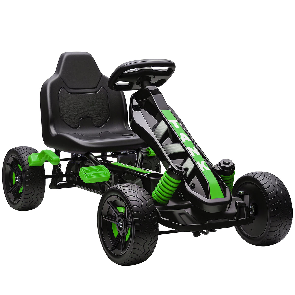Kart a Pedais para Crianças a Partir dos 3 Anos Kart com Embraiagem Automática Travão Rodas Antiderrapantes em EVA e Estrutura Metálica Carga 50 kg 100x59x60,5 cm Verde — foto 1