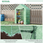 Estufa de Jardim 140x70x190cm Estufa com 4 Prateleiras Porta Enrolável Cobertura de PE 140g/m² e Estrutura de Aço para Cultivos de Plantas Flores Verde — foto 7