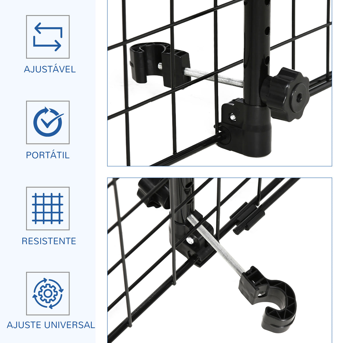 Grade de Segurança de Carro para Cães Extensível Universal Grade de Segurança para Cães com Largura Ajustável 91-152x30cm Preto — foto 5