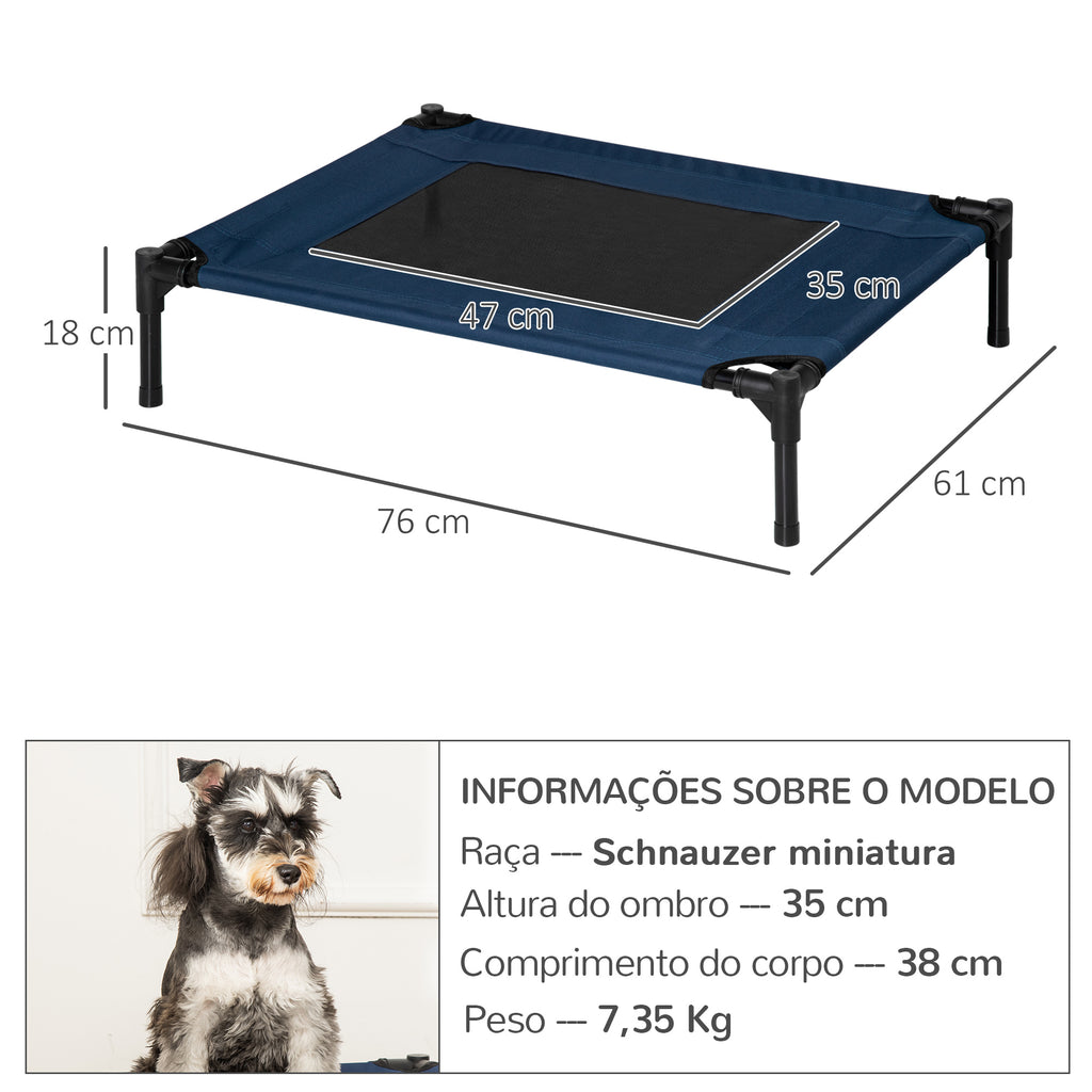 Cama para Animais de Estimação Cama Elevada para Cães Gatos com Tecido Transpirável para Dormir Exterior Jardim Terraço 76x61x18cm Azul — foto 3
