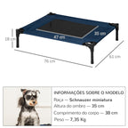 Cama para Animais de Estimação Cama Elevada para Cães Gatos com Tecido Transpirável para Dormir Exterior Jardim Terraço 76x61x18cm Azul — foto 3