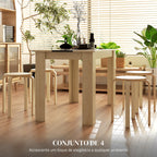 Bancos de Madeira Conjunto de 4 Bancos de Madeira Bancos Modernos Redondos Carga 120 kg para Sala de Estar Escritório Dormitório Estúdio Ø40x45 cm Madeira e — foto 5