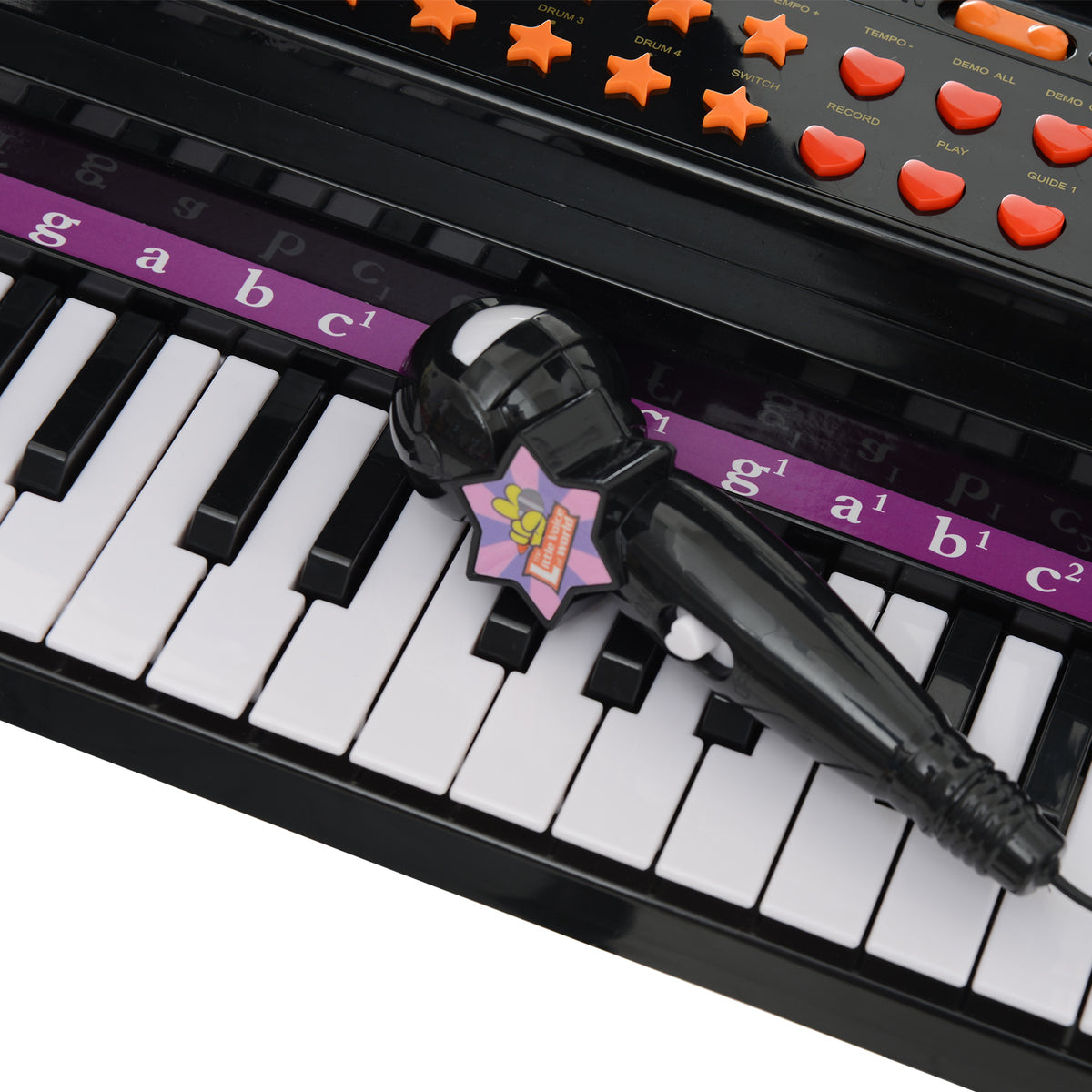 Piano para Crianças com 37 Teclas Piano Infantil com Microfone Banco Luzes 22 Músicas e Entrada para MP3 e USB 48x39x69 cm Preto — foto 8