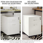 Bloco de Gavetas de Madeira Móvel para Arquivos para Escritório com 2 Gavetas 5 Rodas e 2 Travões para Escritório Secretaria Casa 40x49x58 cm Branco — foto 5