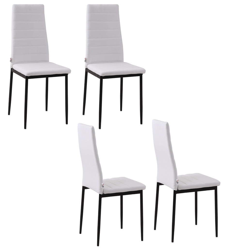 Conjunto de 4 Cadeiras de Sala de Jantar Estofadas em Linho e Pés de Metal Cadeiras Modernas para Cozinha Carga Máxima 120kg 41x50x97cm Branco — foto 7