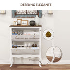 Móvel Sapateira Estilo Francês Sapateira de Entrada com 2 Gavetas Prateleiras Ajustáveis para 16 Pares de Sapato Sapateira Estreita para Corredor 84x29x109 cm Branco — foto 6