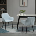 Conjunto de 2 Cadeiras de Sala de Jantar Estofadas em Linho Cadeiras de Cozinha com Encosto Apoio para os Braços e Pés de Metal 59,5x56,5x81 cm Azul — foto 9