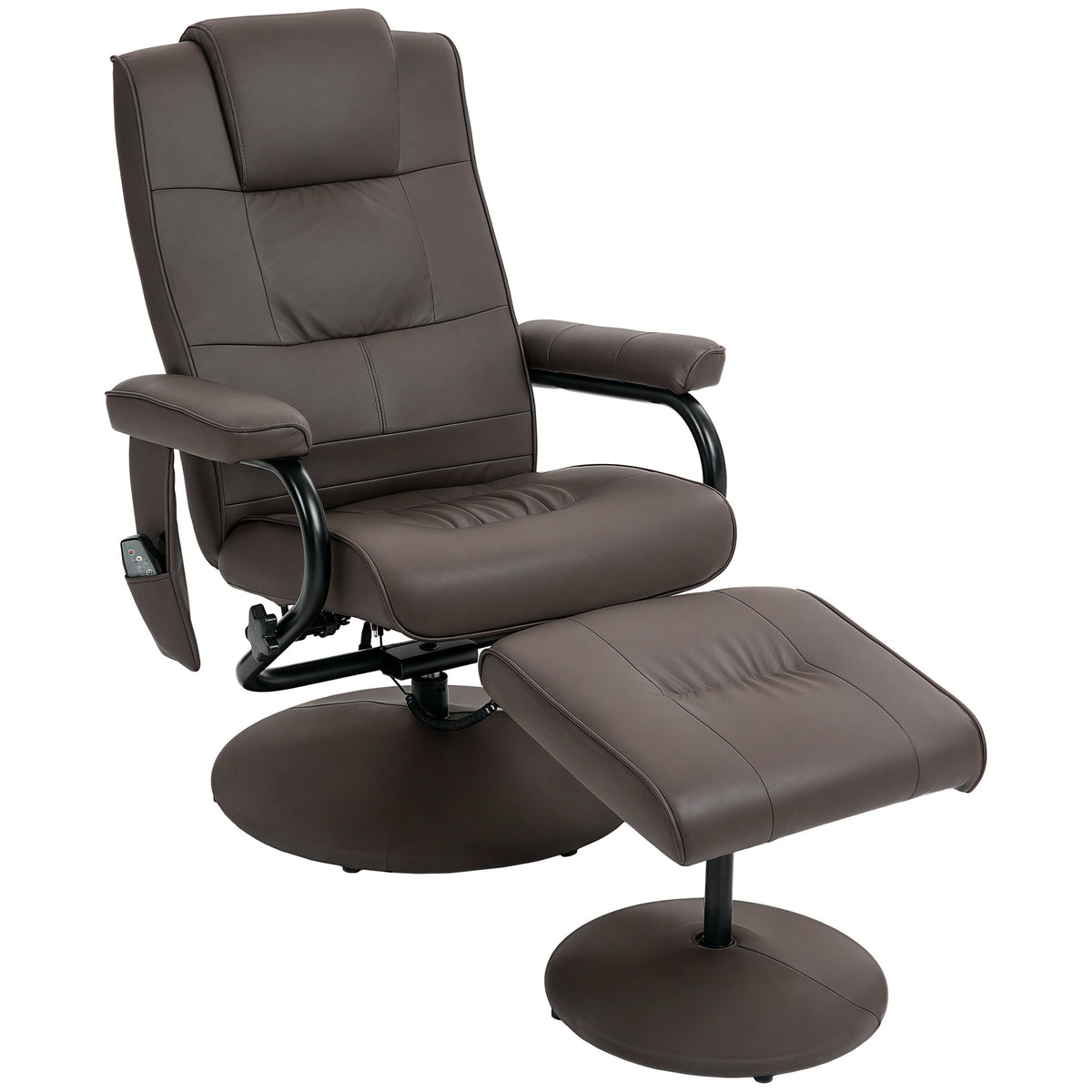 Poltrona de Massagem Elétrica com Banco para Apoiar os Pés Poltrona Relax Giratório Reclinável em até 145° com Controle Remoto e 10 Zonas de Massagem Estofado em PU 77x84x95 cm Marrom Escuro — foto 1
