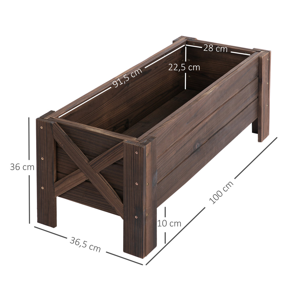 Horta Vertical Floreira de Madeira Retangular com Pés para Flores Plantas Cultivos 100x36,5x36cm Marrom — foto 3